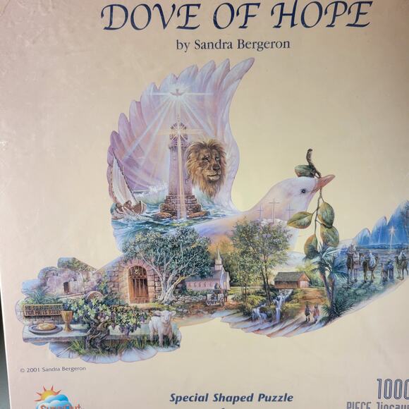 Dove of Hope Jigsaw Puzzle 1000 Piece Sandra Bergeron 2001 New Sealed SunsOut - Picture 2 of 14